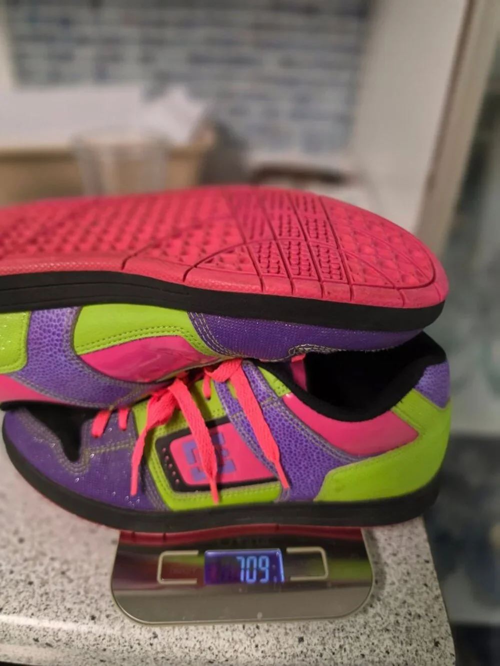 DC Shoes Destroyer Womens 9 Neon Color Block Skate Sneakers Purple Pink Scene